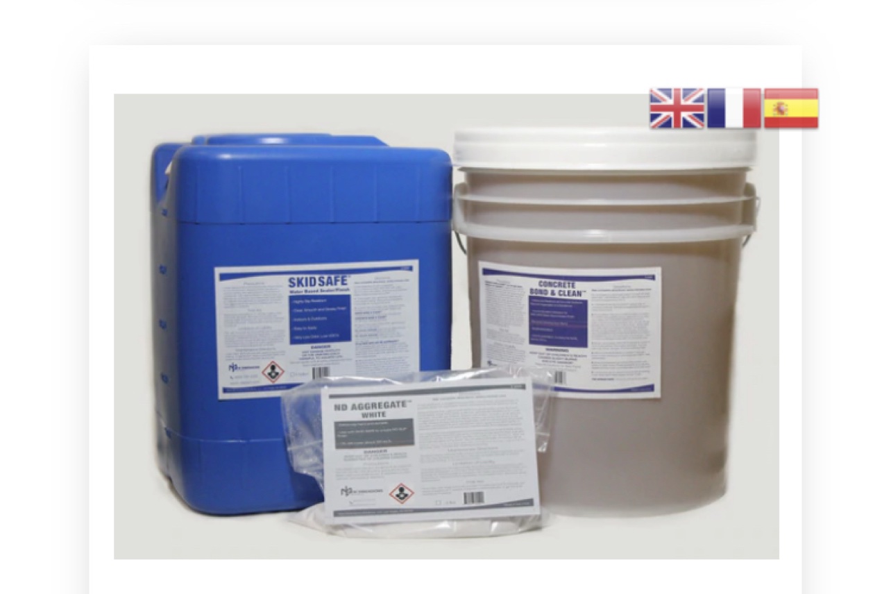 SKID SAFE non-slip coating system pails manufactured by Barkah Barcor Ltd. for New Dimensions Solutions